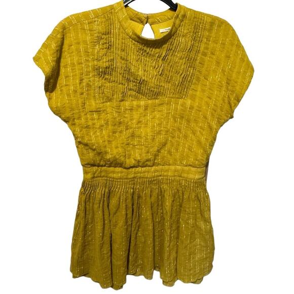 Tularosa Ashley Metallic Striped Dress In Yellow/Pear Size Medium - Picture 3 of 11